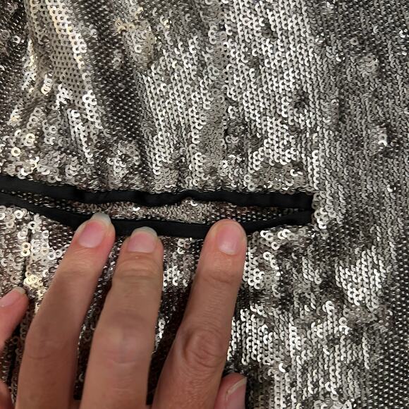 ALLSAINTS Women's Leigh Sequin Blazer Size 8 In Silver - Picture 9 of 12